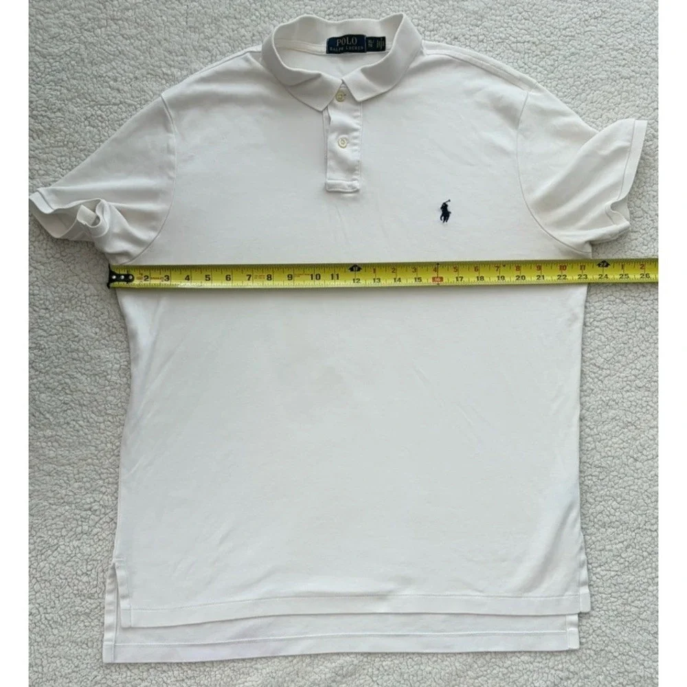 Mens Polo Ralph Lauren White Polo Shirt Short Sleeves Blue Pony Size XL Golf